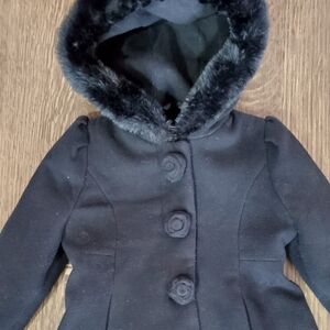 Girls Rothschild dress coat, fur collar sz 3